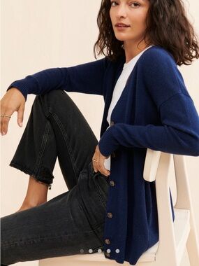 Madewell Navy Button-Down Knit Cardigan